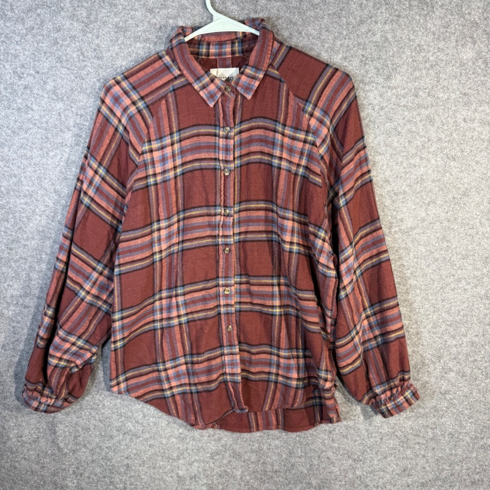 American Eagle Outfitters Plaid Long Sleeve Button Down Shirt Womens S